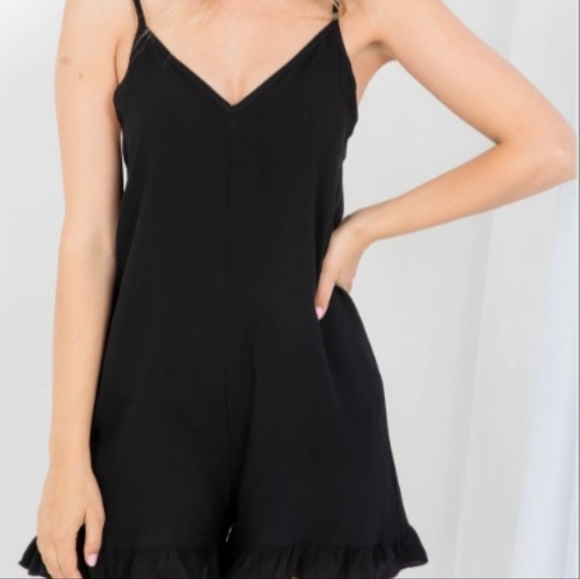 Spaghetti Strap Ruffle Bottom Romper - Picture 2 of 3